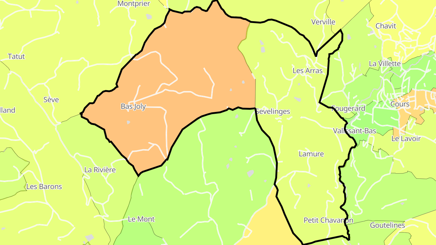 Carte des prix de l'immobilier Sevelinges