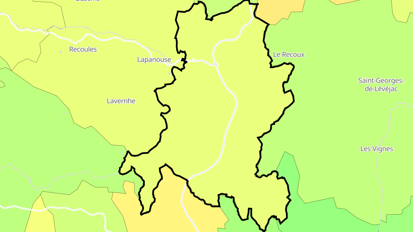 Carte des prix de l'immobilier Sévérac-le-Château