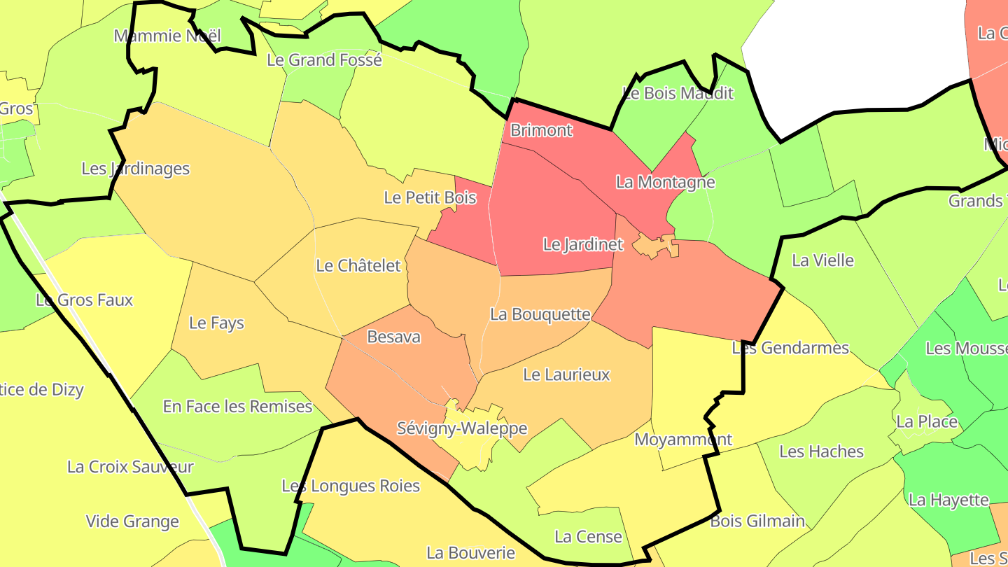 Carte des prix de l'immobilier Sévigny-Waleppe