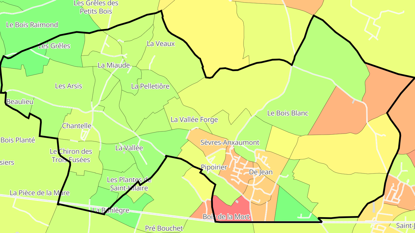 Carte des prix de l'immobilier Sèvres-Anxaumont