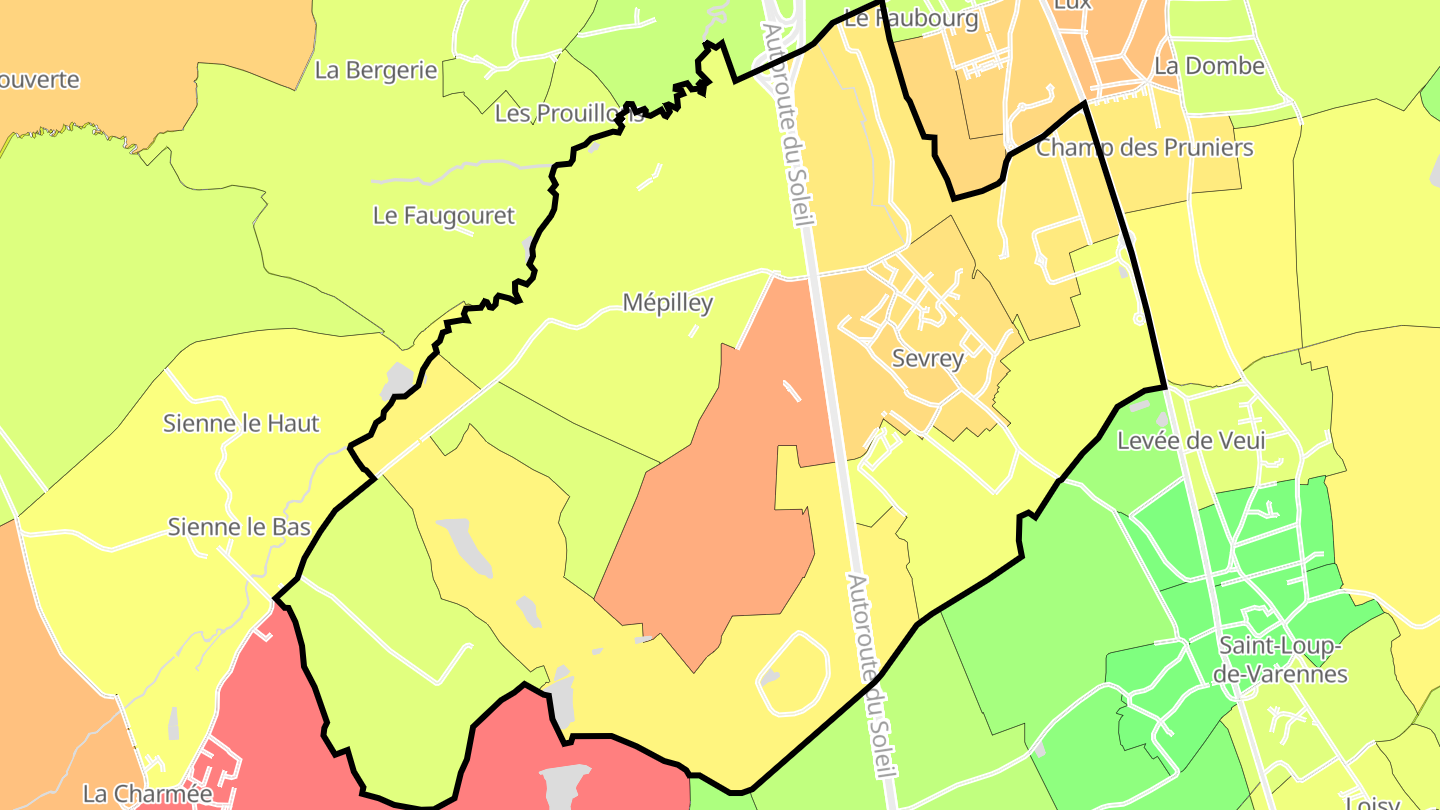 Carte des prix de l'immobilier Sevrey