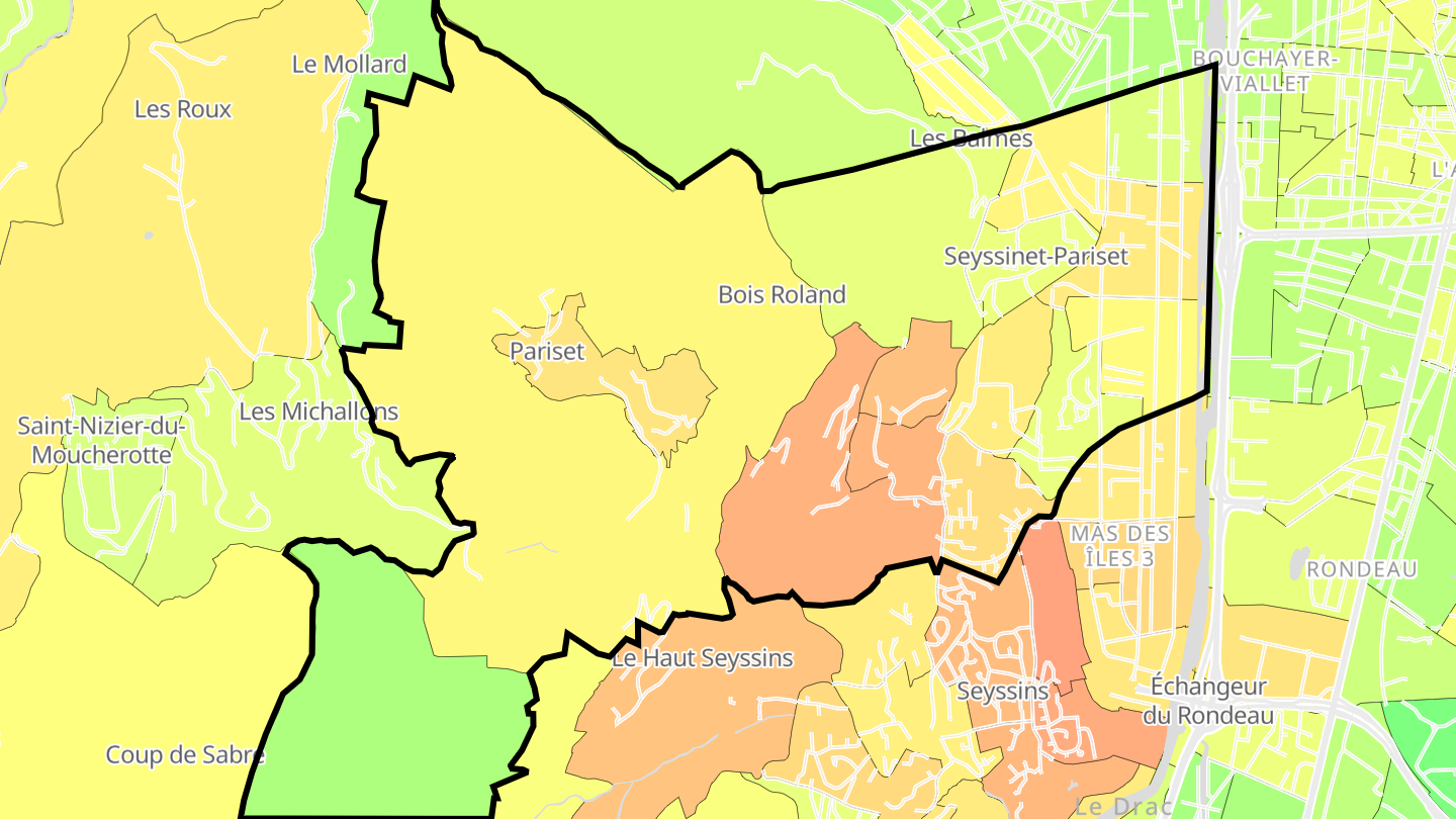 Carte des prix de l'immobilier Seyssinet-Pariset