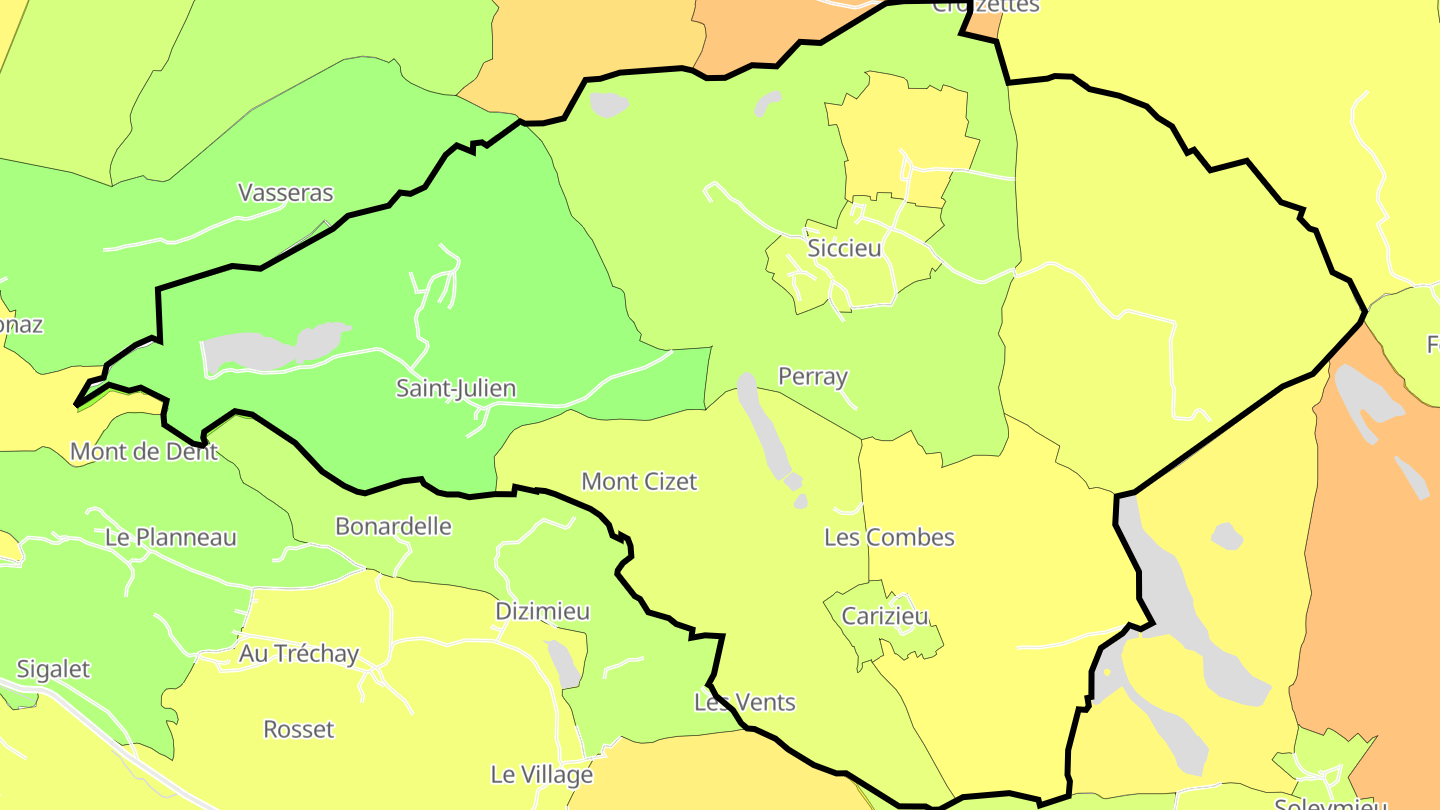 Carte des prix de l'immobilier Siccieu-Saint-Julien-et-Carisieu