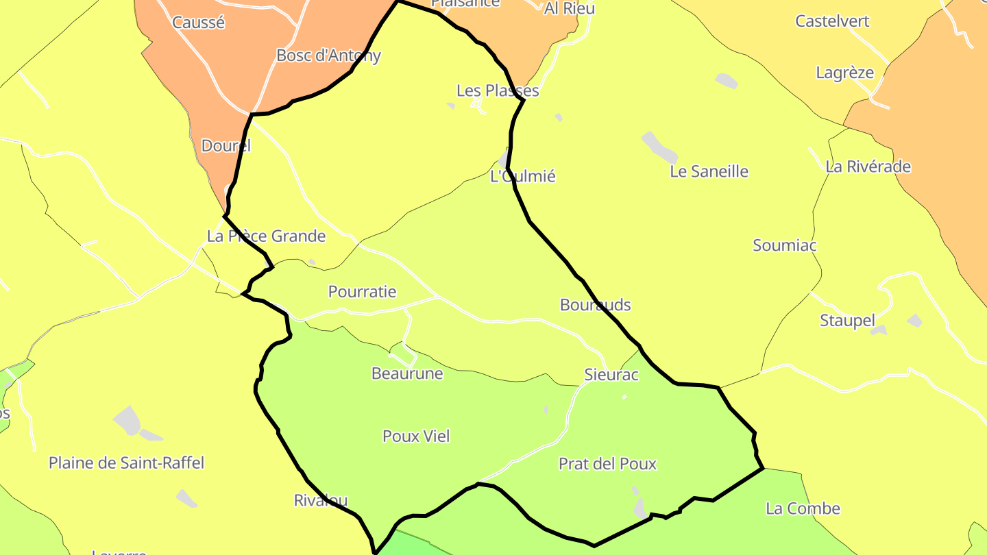 Carte des prix de l'immobilier Sieurac