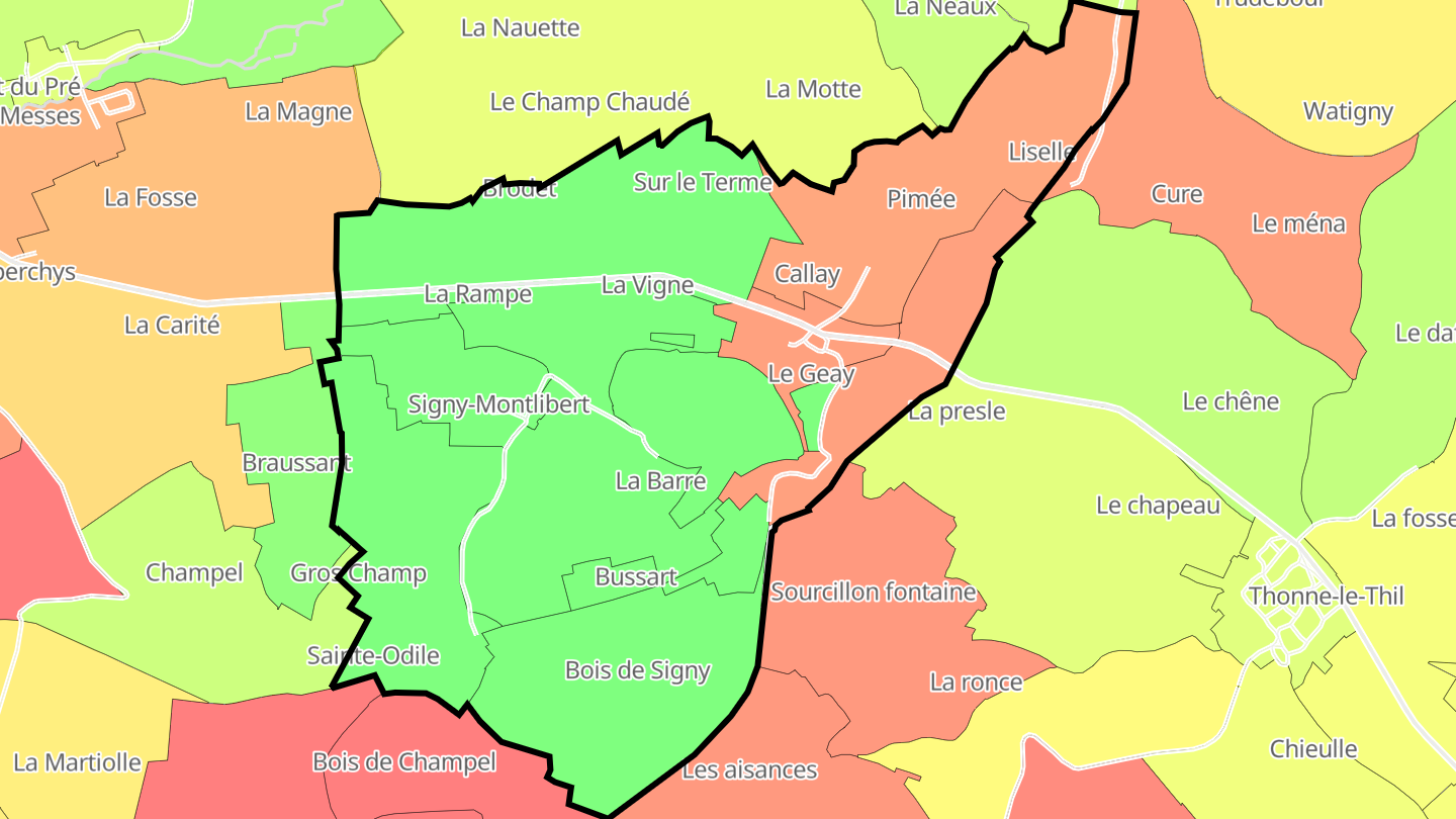 Carte des prix de l'immobilier Signy-Montlibert