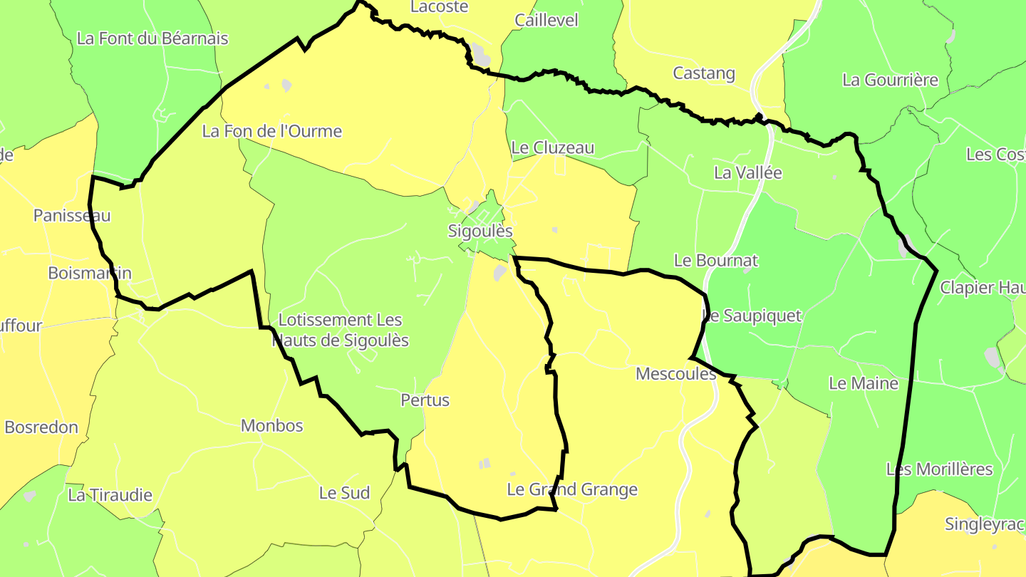 Carte des prix de l'immobilier Sigoulès-et-Flaugeac