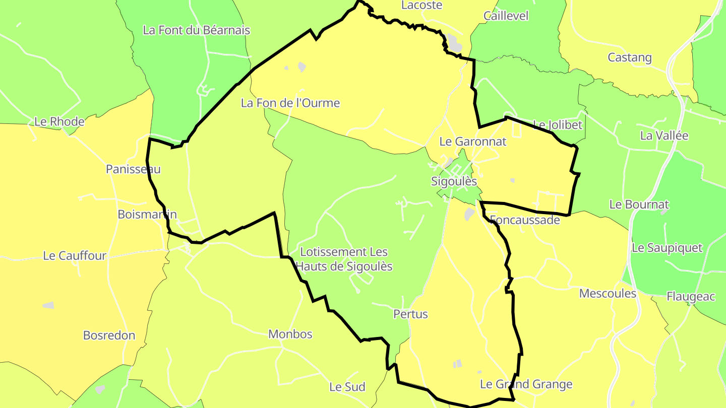 Carte des prix de l'immobilier Sigoulès