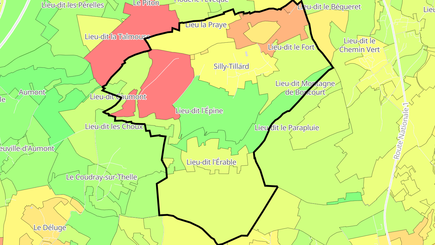 Carte des prix de l'immobilier Silly-Tillard