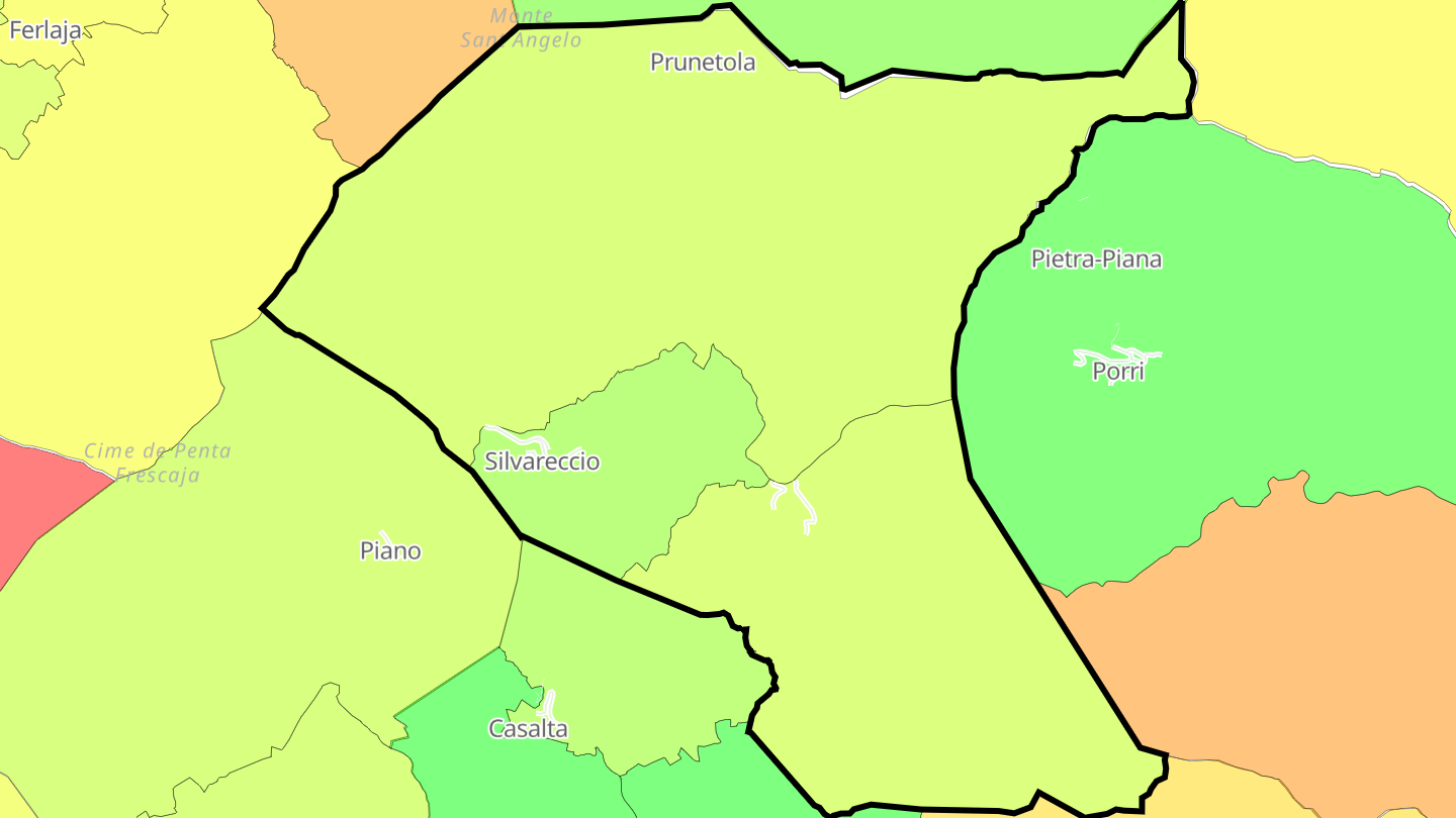 Carte des prix de l'immobilier Silvareccio