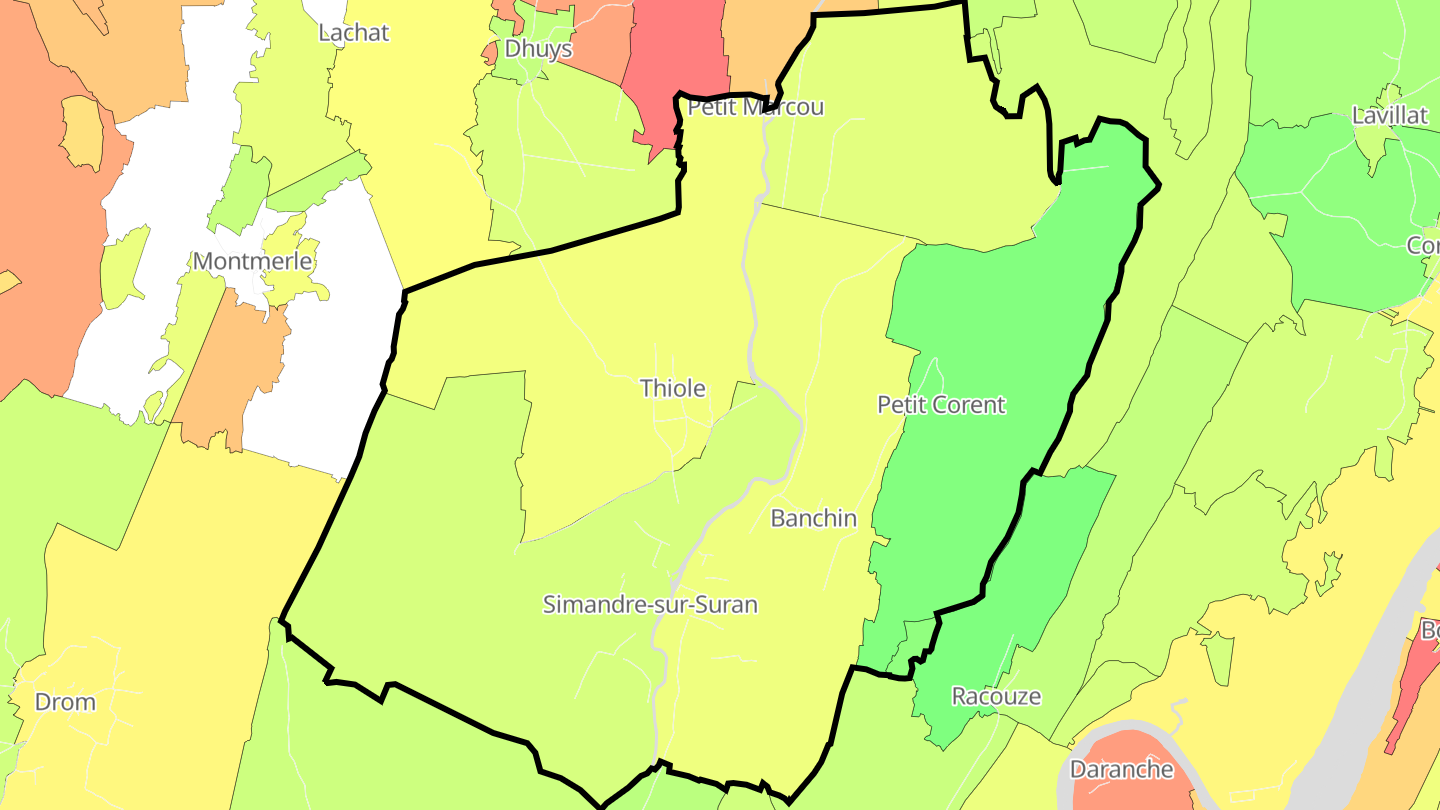 Carte des prix de l'immobilier Simandre-sur-Suran