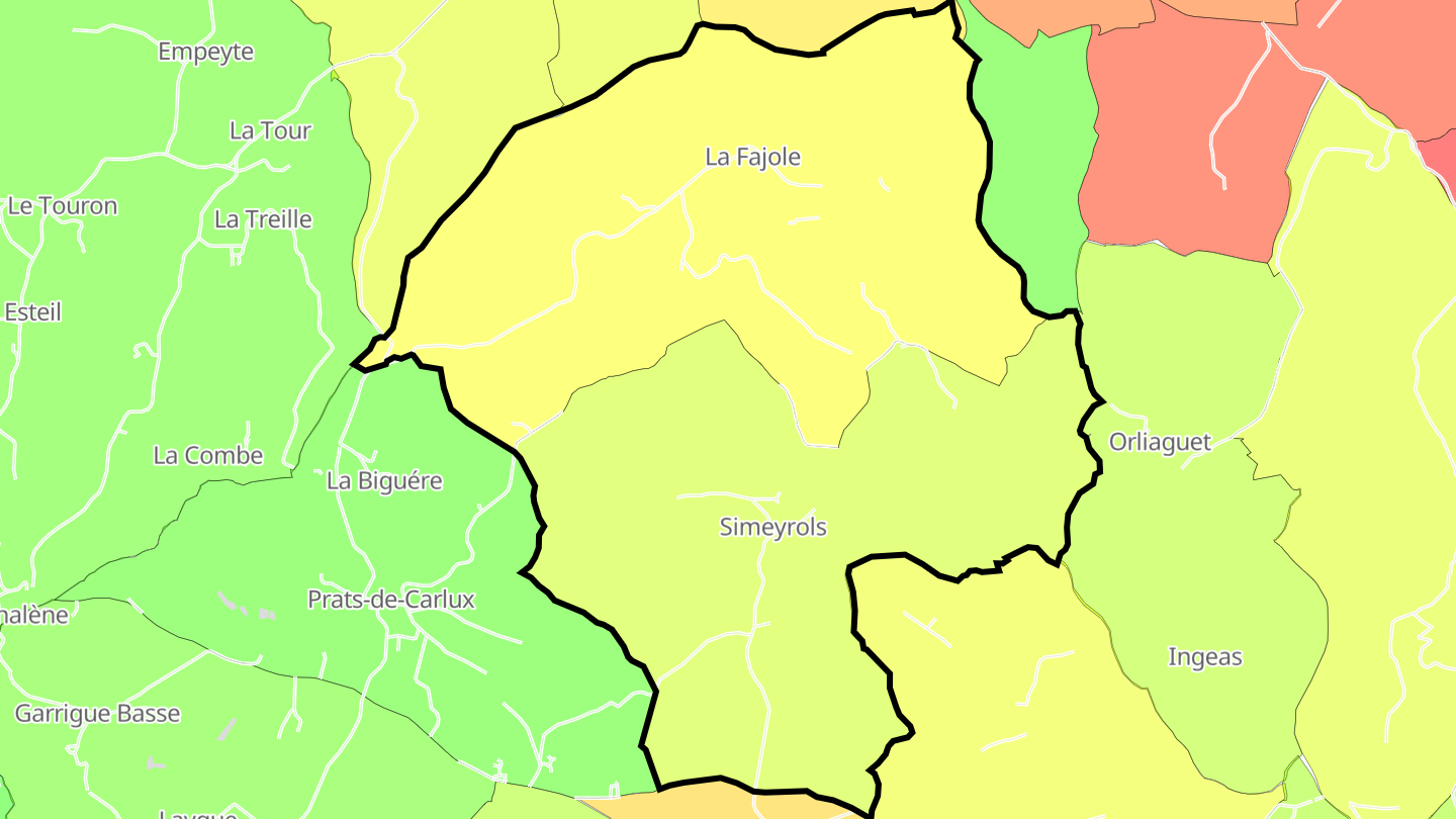 Carte des prix de l'immobilier Simeyrols