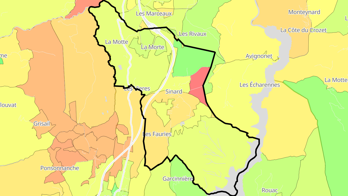 Carte des prix de l'immobilier Sinard