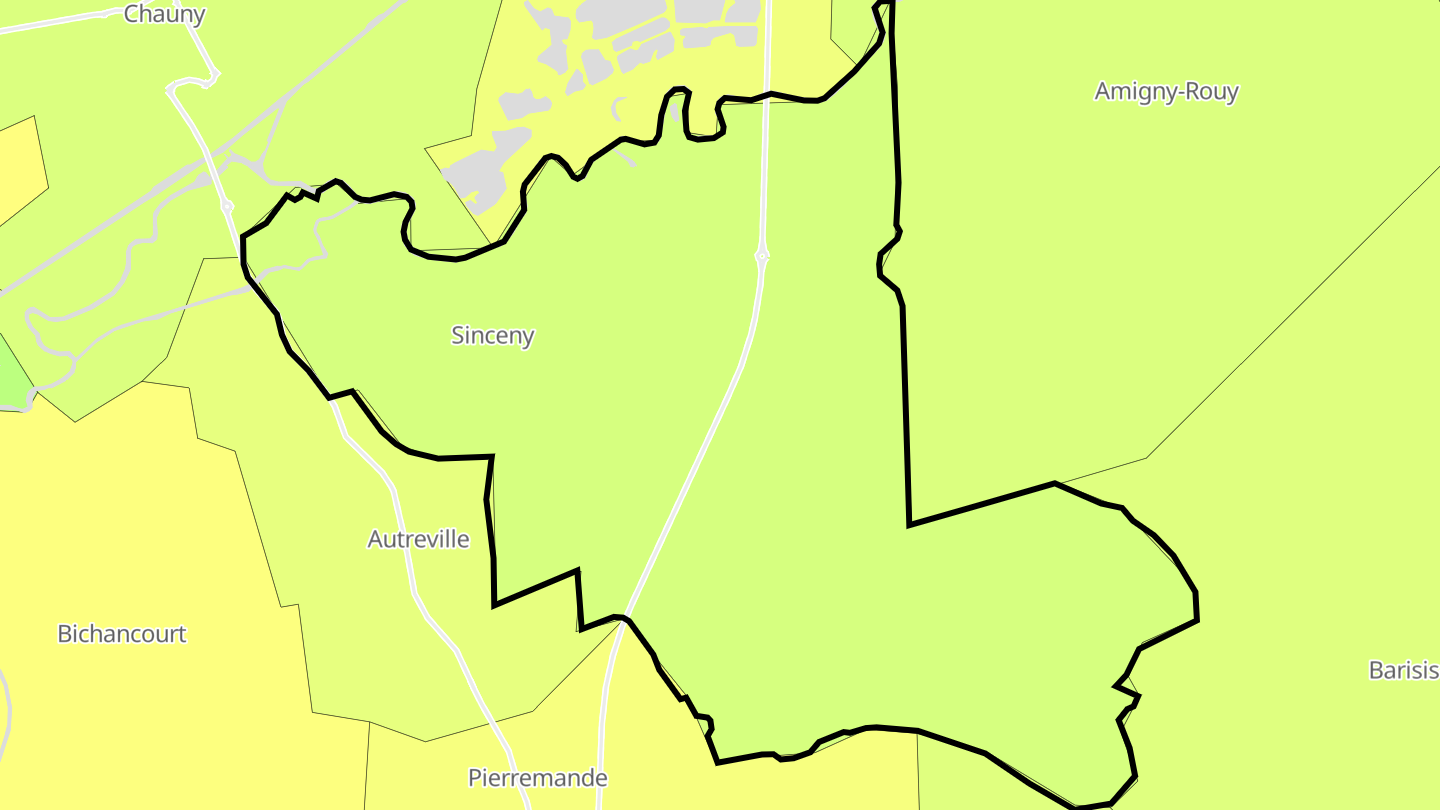 Carte des prix de l'immobilier Sinceny