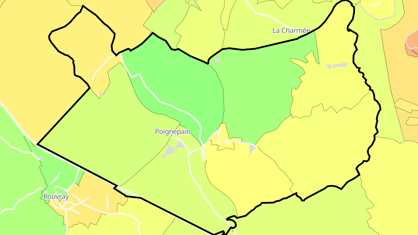 Carte des prix de l'immobilier Sincey-lès-Rouvray
