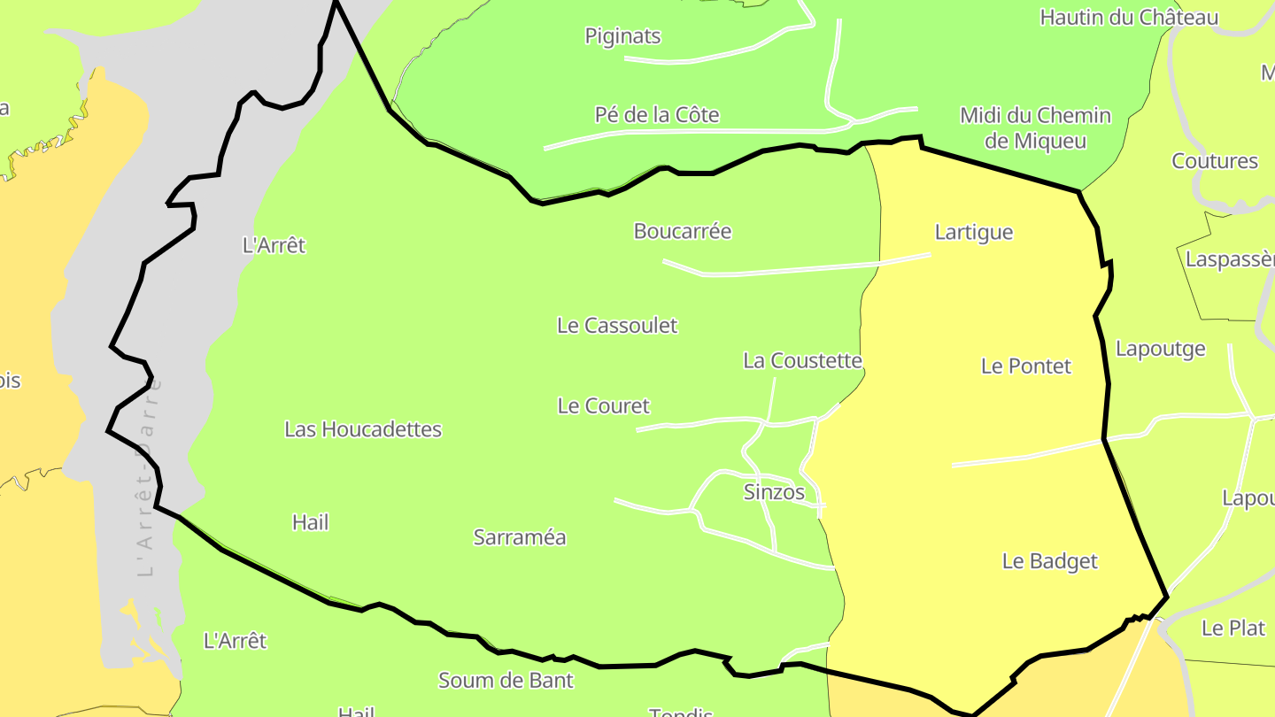 Carte des prix de l'immobilier Sinzos