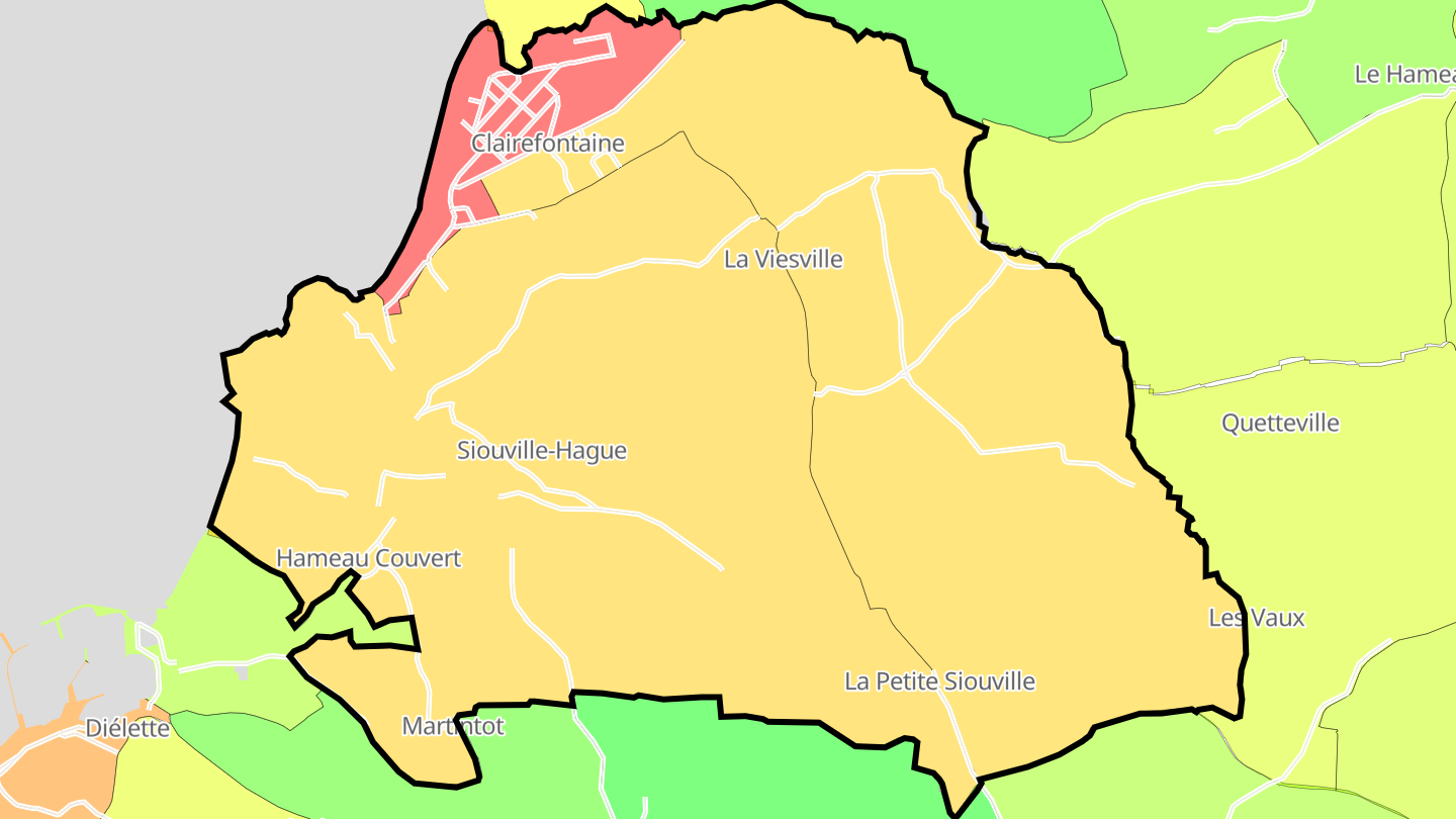 Carte des prix de l'immobilier Siouville-Hague