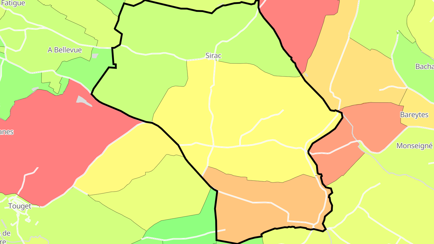 Carte des prix de l'immobilier Sirac