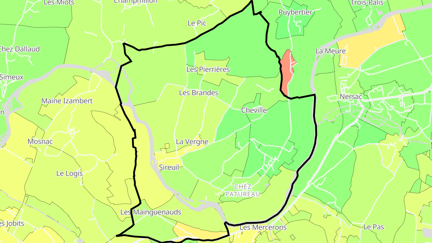 Carte des prix de l'immobilier Sireuil