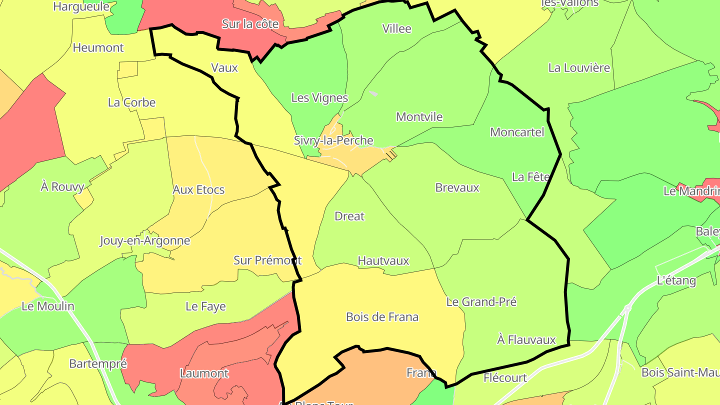 Carte des prix de l'immobilier Sivry-la-Perche
