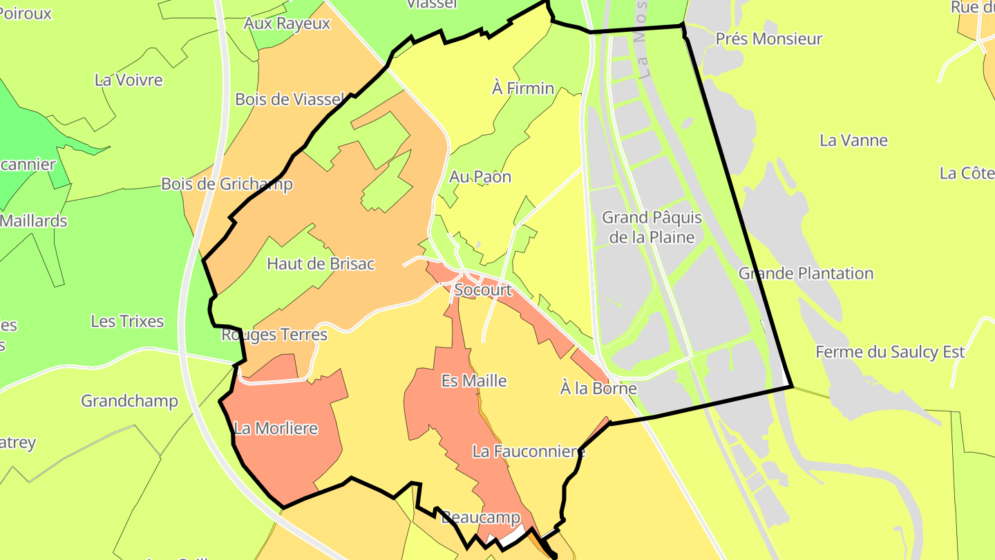 Carte des prix de l'immobilier Socourt