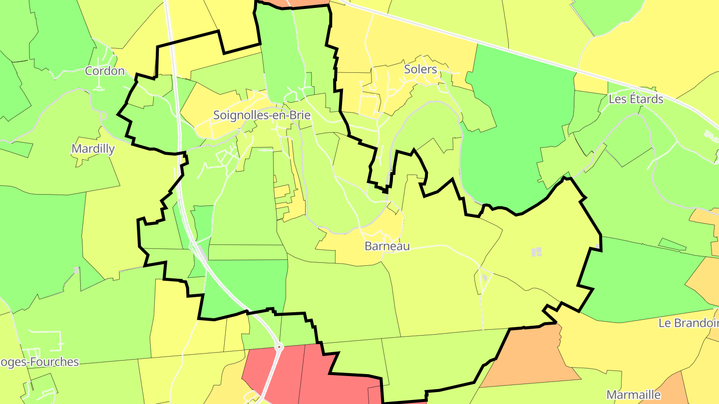 Carte des prix de l'immobilier Soignolles-en-Brie