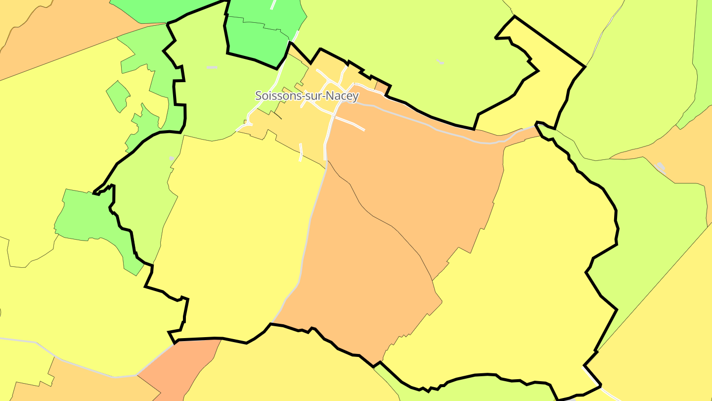 Carte des prix de l'immobilier Soissons-sur-Nacey