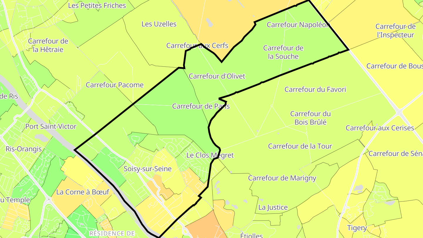 Carte des prix de l'immobilier Soisy-sur-Seine