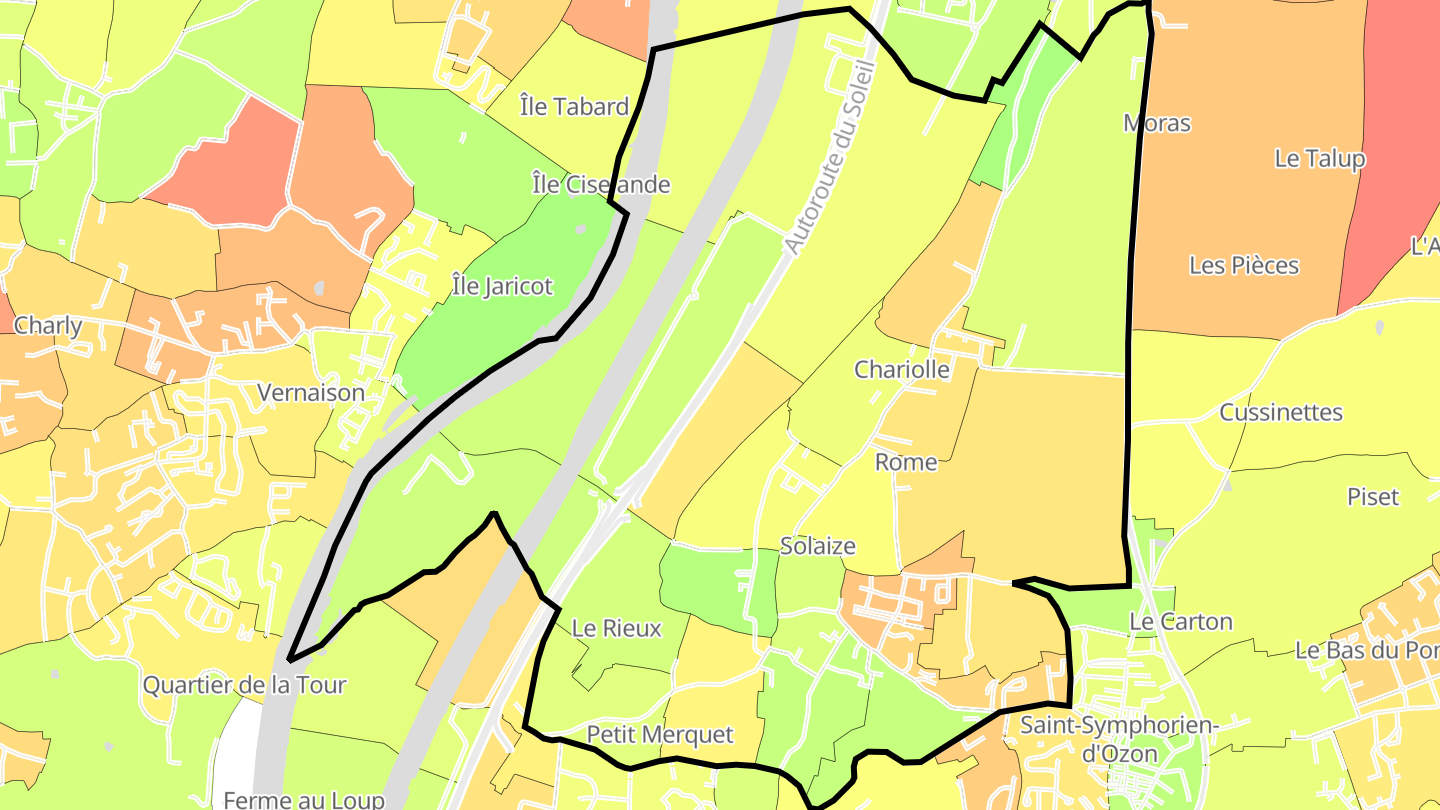 Carte des prix de l'immobilier Solaize
