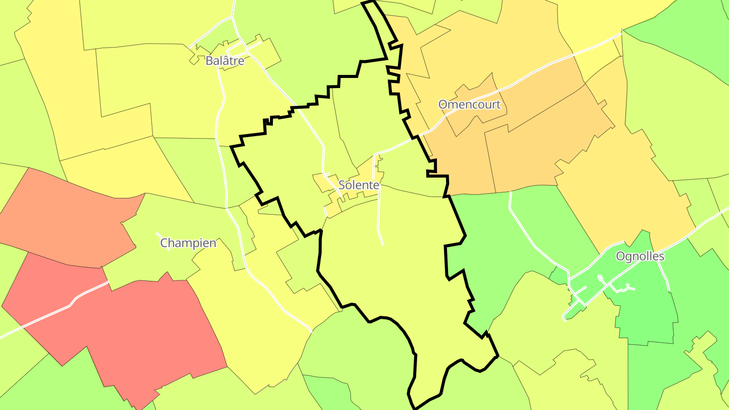 Carte des prix de l'immobilier Solente