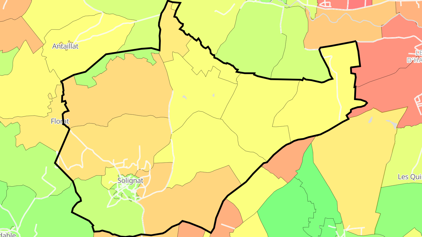 Carte des prix de l'immobilier Solignat
