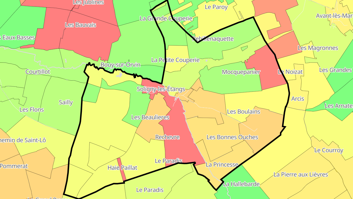Carte des prix de l'immobilier Soligny-les-Étangs