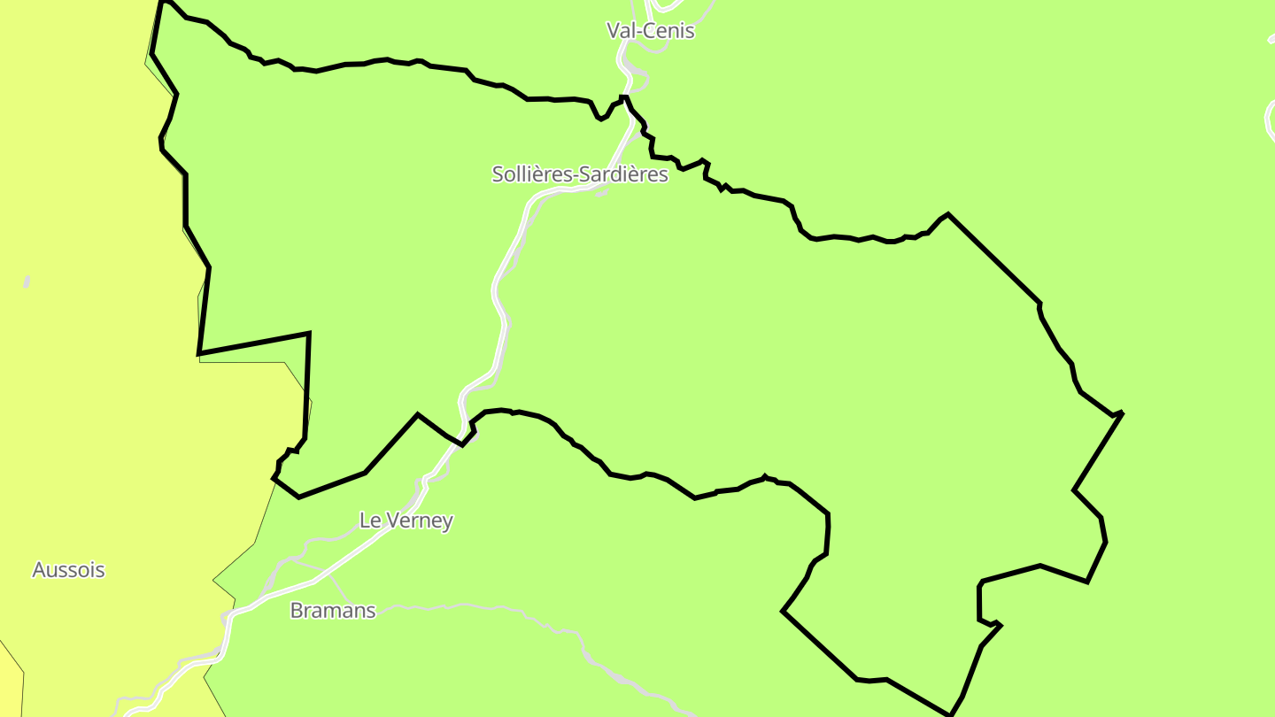 Carte des prix de l'immobilier Sollières-Sardières
