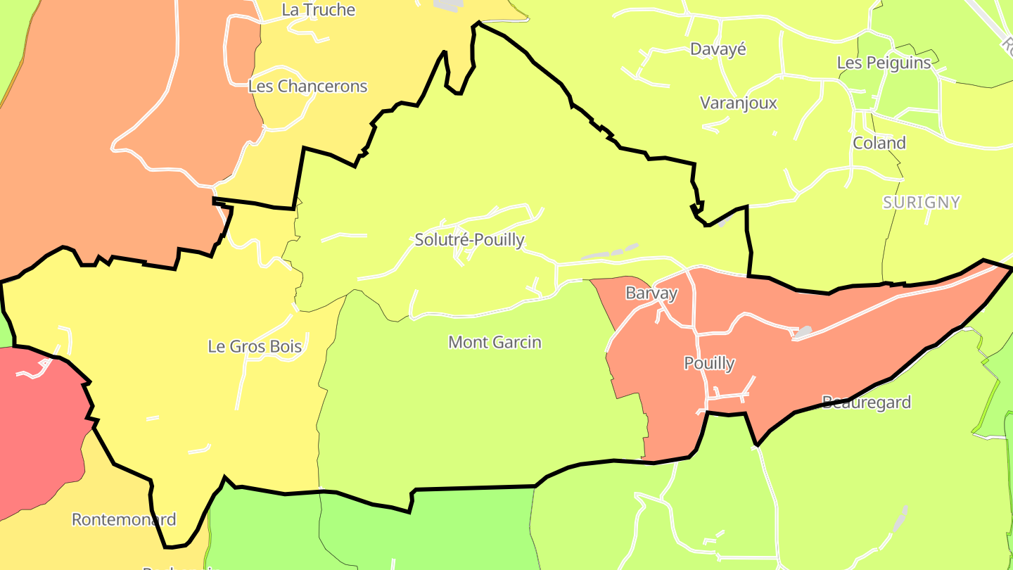 Carte des prix de l'immobilier Solutré-Pouilly