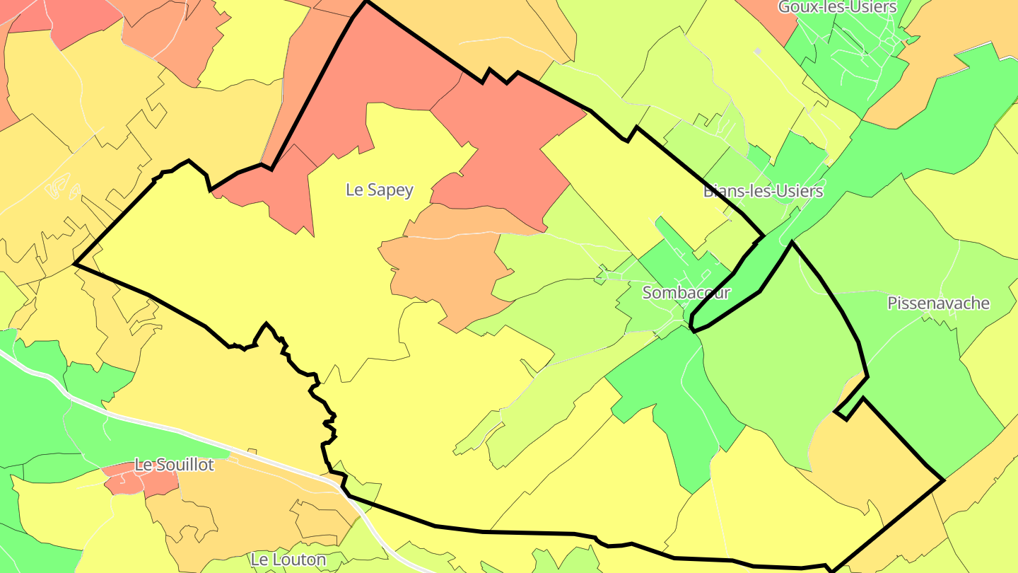 Carte des prix de l'immobilier Sombacour