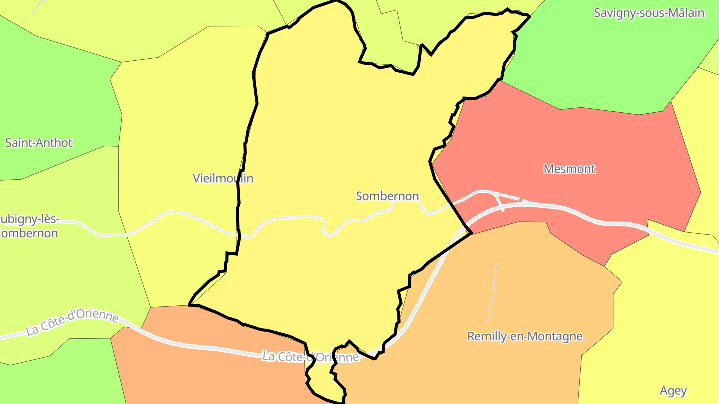Carte des prix de l'immobilier Sombernon