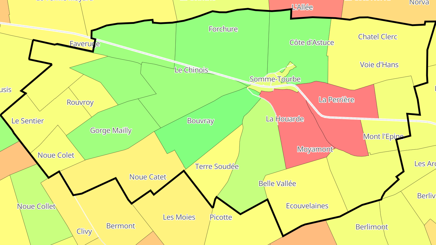 Carte des prix de l'immobilier Somme-Tourbe