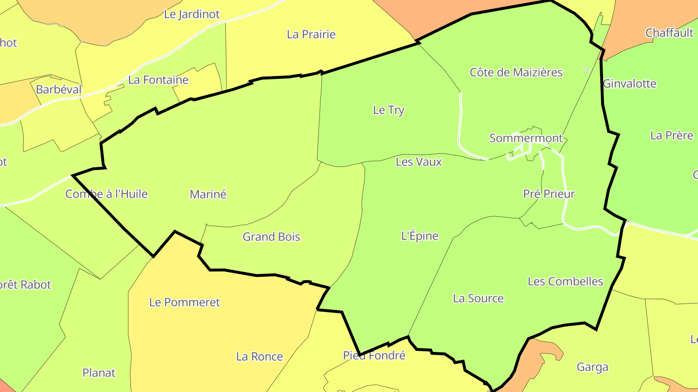 Carte des prix de l'immobilier Sommermont
