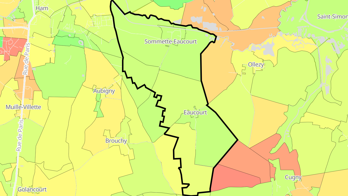 Carte des prix de l'immobilier Sommette-Eaucourt