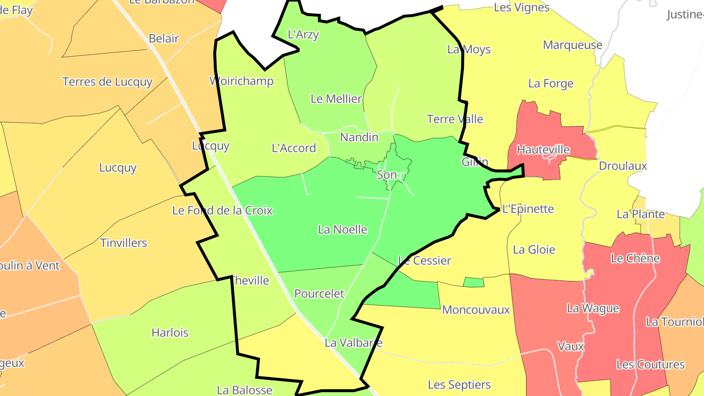 Carte des prix de l'immobilier Son