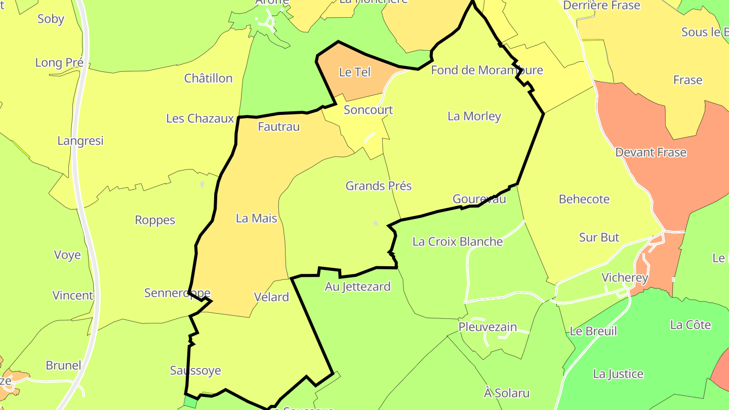 Carte des prix de l'immobilier Soncourt