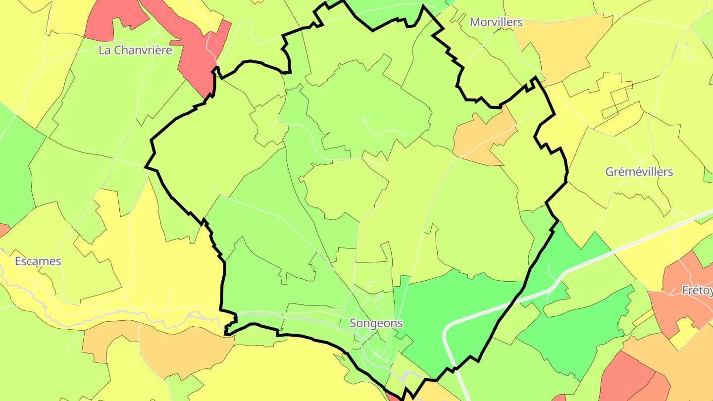 Carte des prix de l'immobilier Songeons