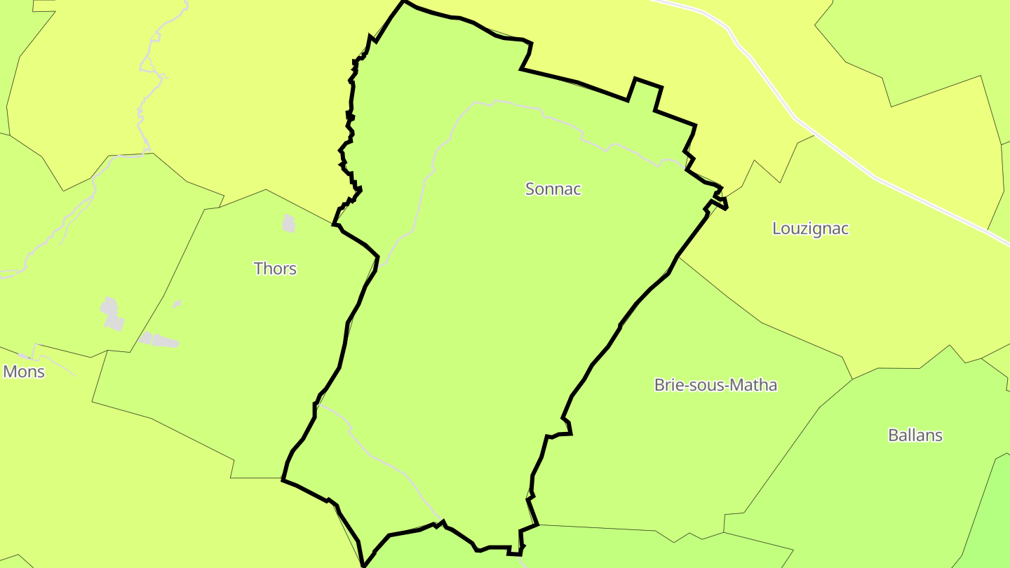 Carte des prix de l'immobilier Sonnac