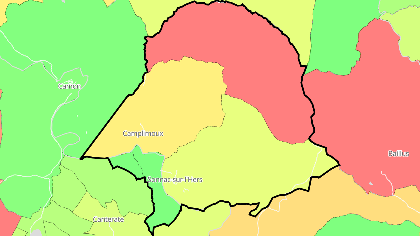 Carte des prix de l'immobilier Sonnac-sur-l'Hers