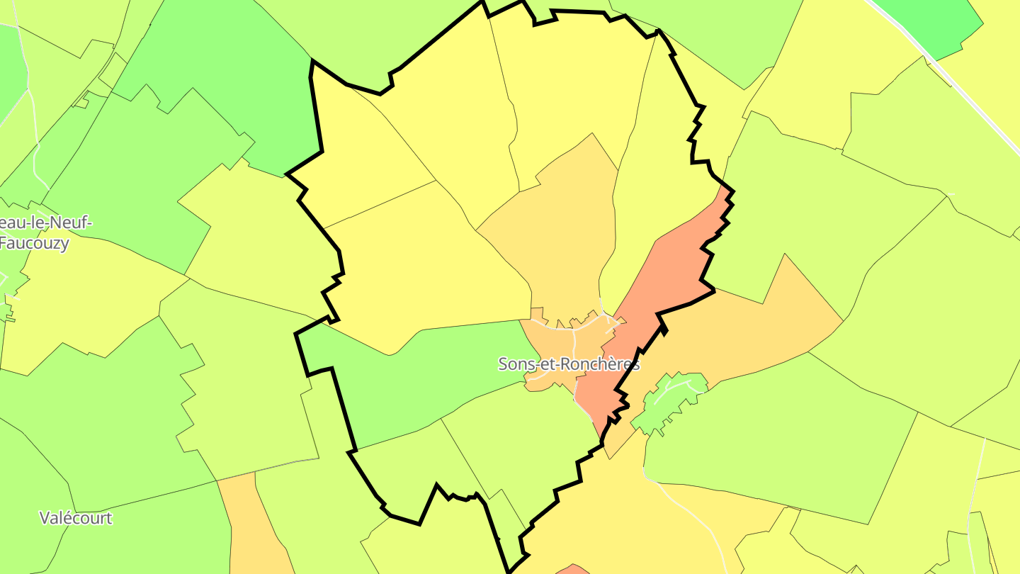 Carte des prix de l'immobilier Sons-et-Ronchères