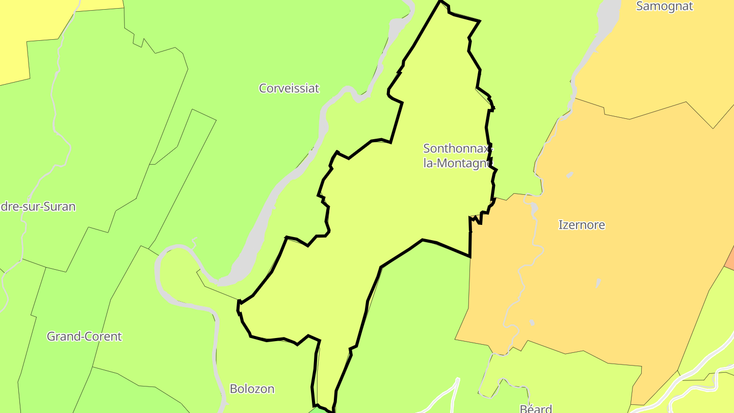 Carte des prix de l'immobilier Sonthonnax-la-Montagne