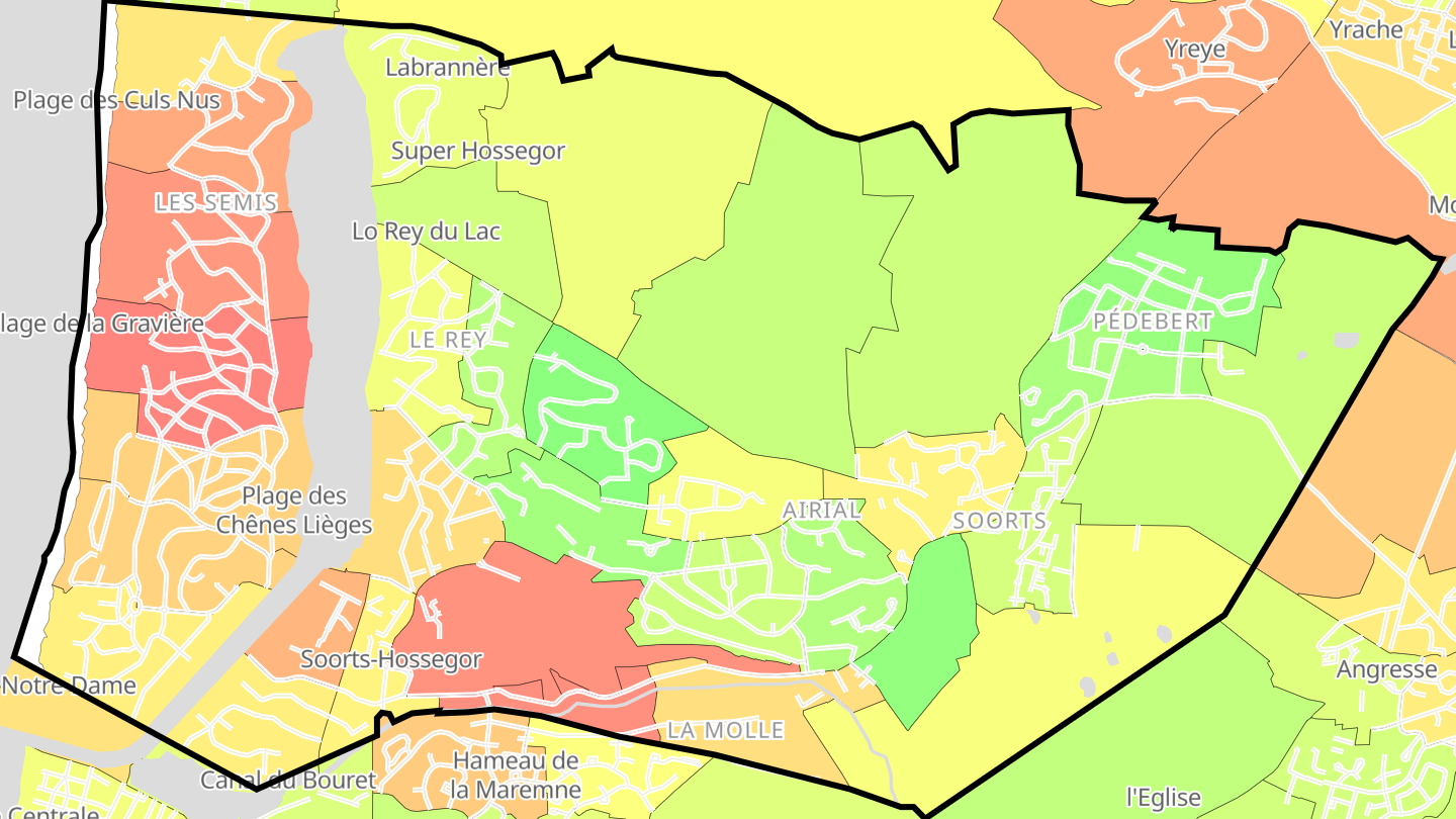 Carte des prix de l'immobilier Soorts-Hossegor