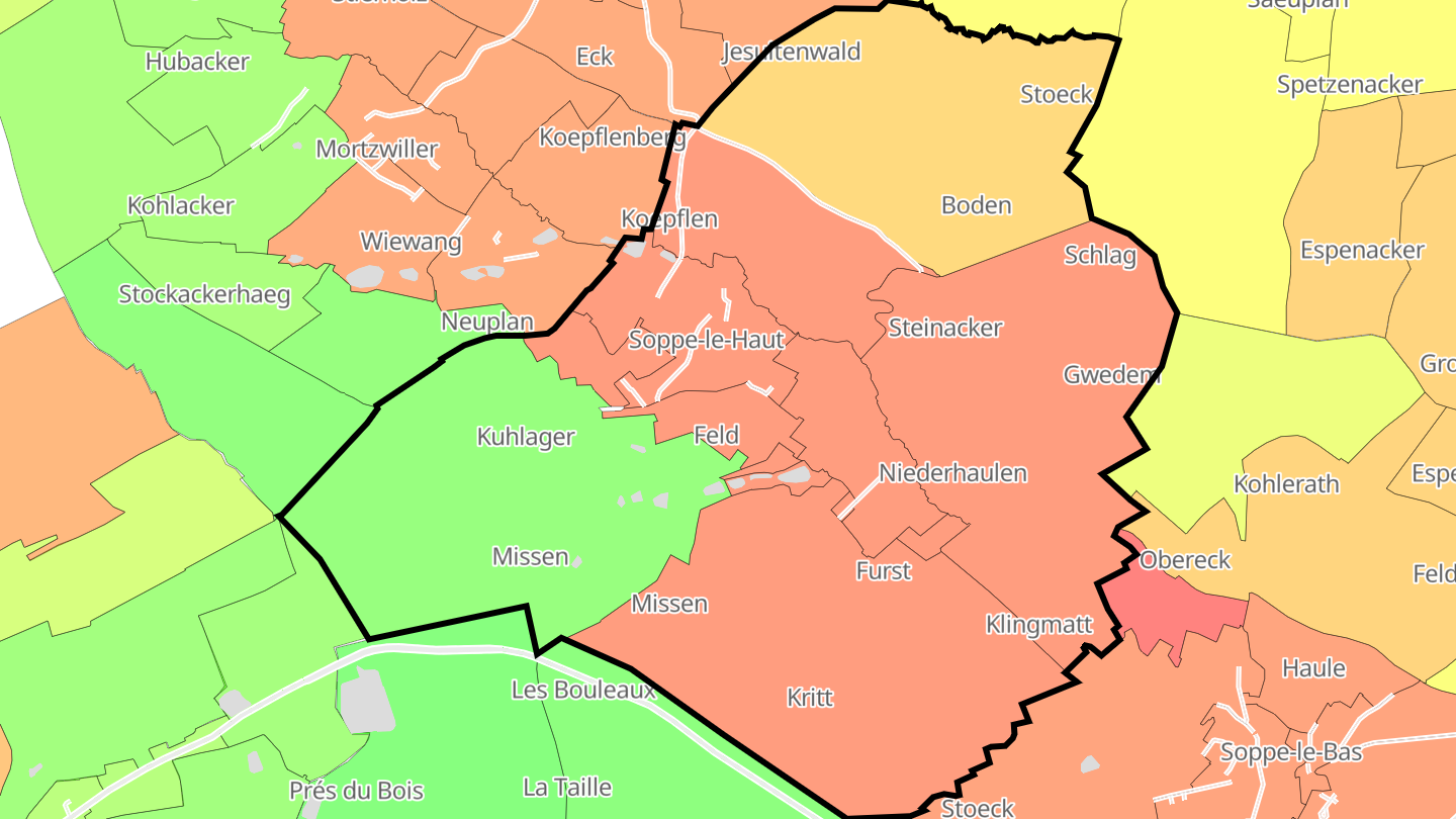 Carte des prix de l'immobilier Soppe-le-Haut