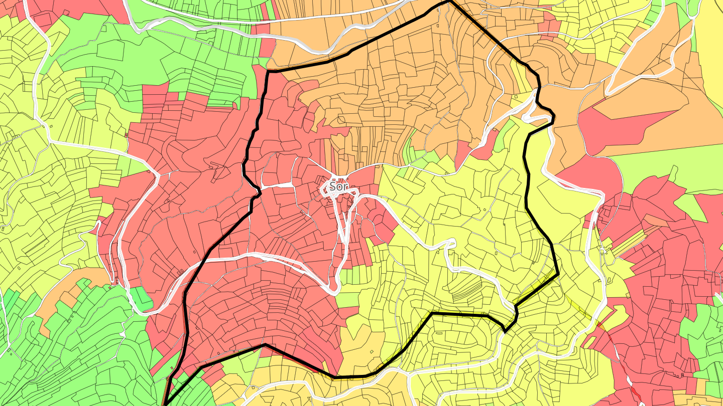 Carte des prix de l'immobilier Sor