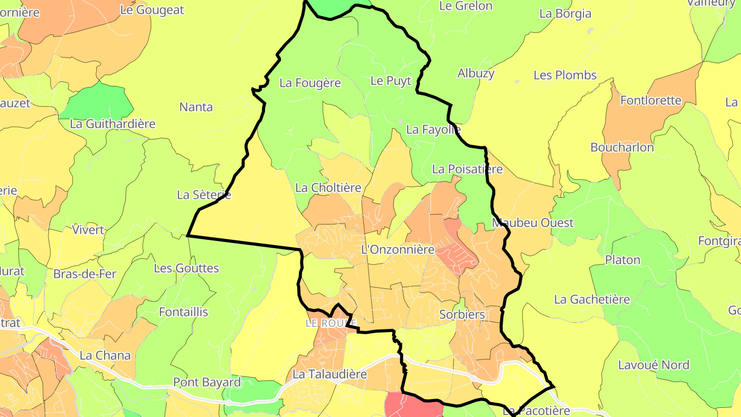 Carte des prix de l'immobilier Sorbiers