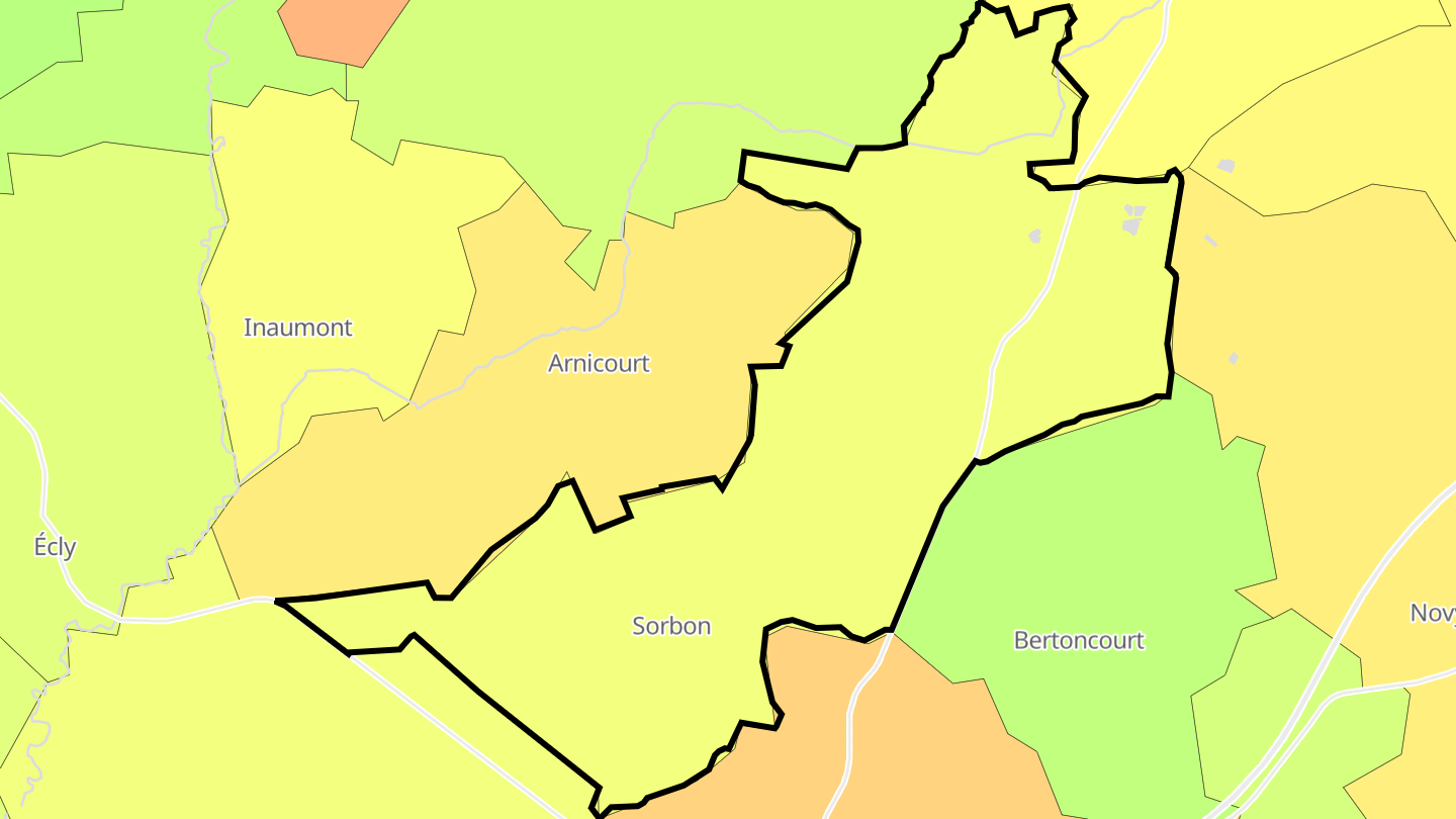 Carte des prix de l'immobilier Sorbon